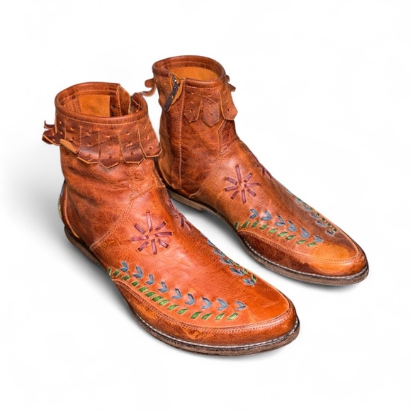 Old Gringo Brown Ankle Boots with Colorful Embroidery - Picture 5 of 13